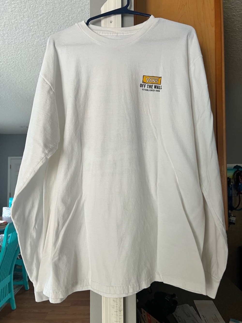 Vans White Tee with Black Skeleton and Yellow Flames Rare - Picture 3 of 4